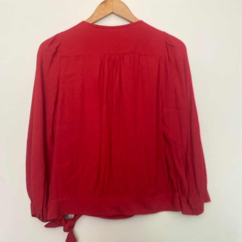 Madewell S Front Wrap Tie Balloon Sleeve Blouse Top - Picture 5 of 8
